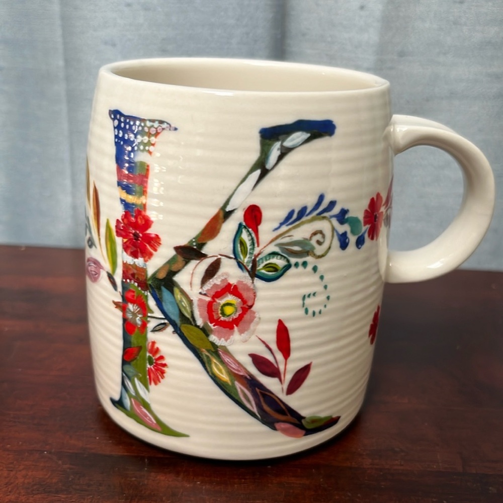 Anthropologie Monogram K Initial Petal Palette Coffee Mug Starla M Halfmann